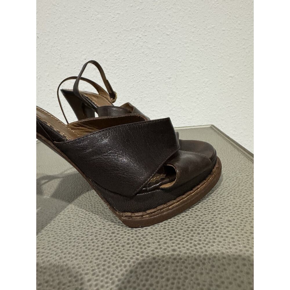 YSL RIVE GAUCHE AUTHENTIC ESPRESSO PLATFORM SANDAL HEELS VTG Y2K 38 - Picture 10 of 16